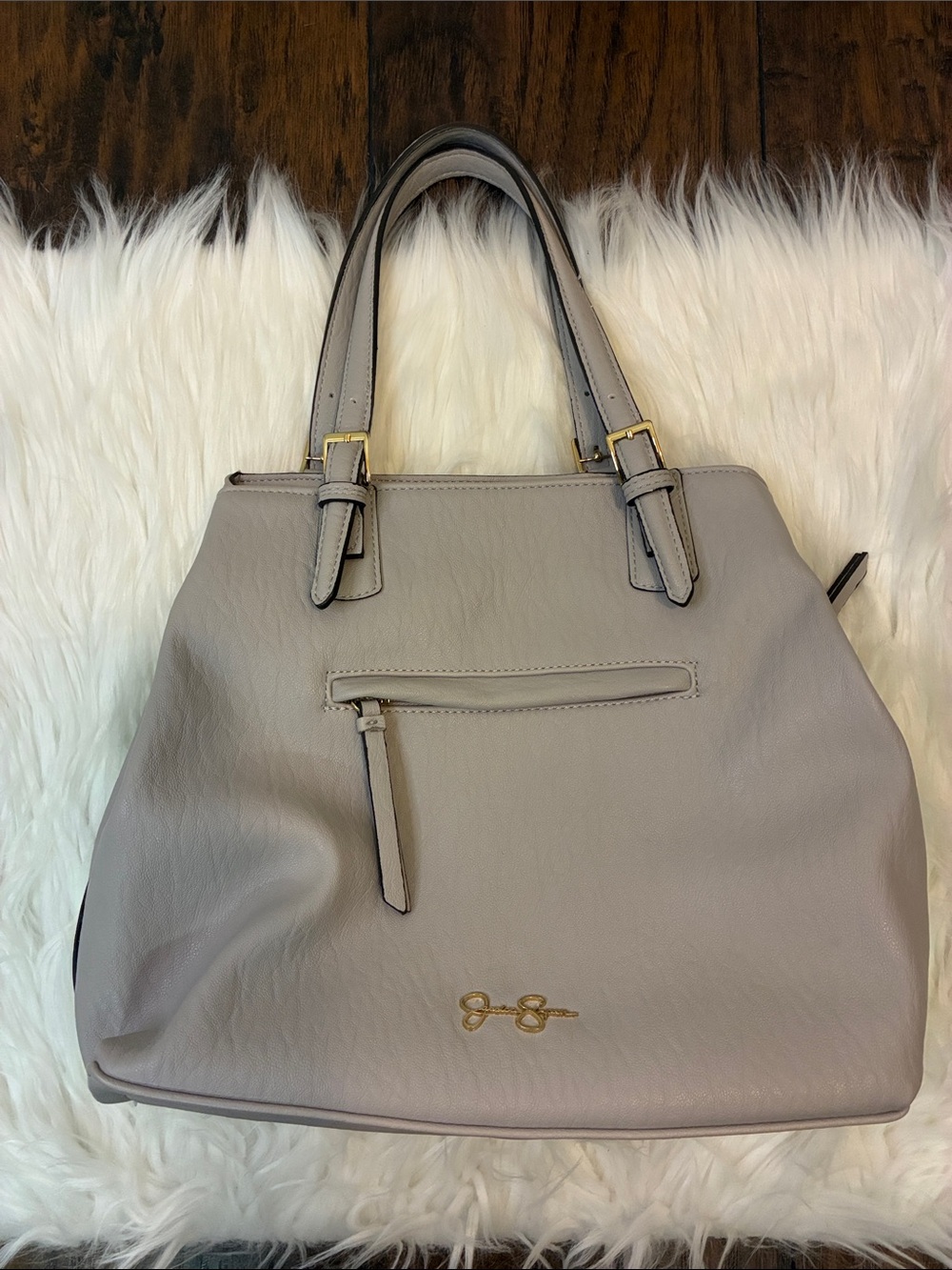 Jessica Simpson Gray Tote with Gold Hardware